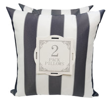 Outdoor Striped Outdoor Navy and White Throw Pillow