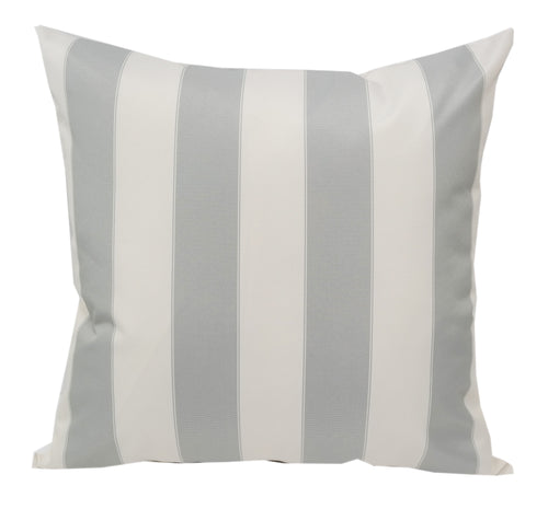 Outdoor Striped Grey and White Throw Pillow