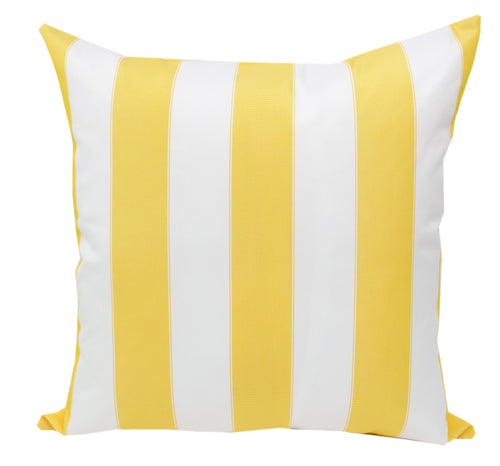 Outdoor Striped Yellow and White Throw Pillow