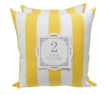 Outdoor Striped Yellow and White Throw Pillow