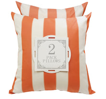 Outdoor Striped Orange and White Throw Pillow