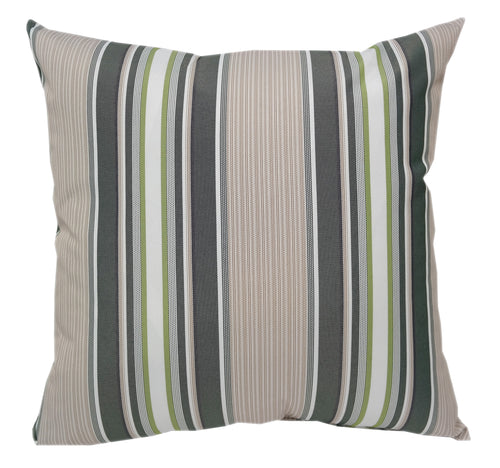 Outdoor Green Multi-Color Striped Throw Pillow