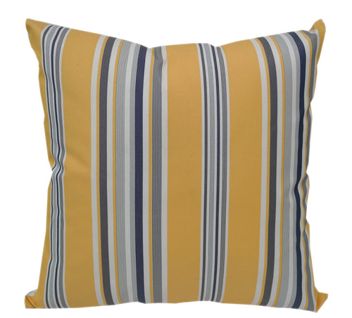 Outdoor Yellow Multi-Color Striped Throw Pillow