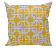Outdoor Yellow and White Geometric Pattern Throw Pillow